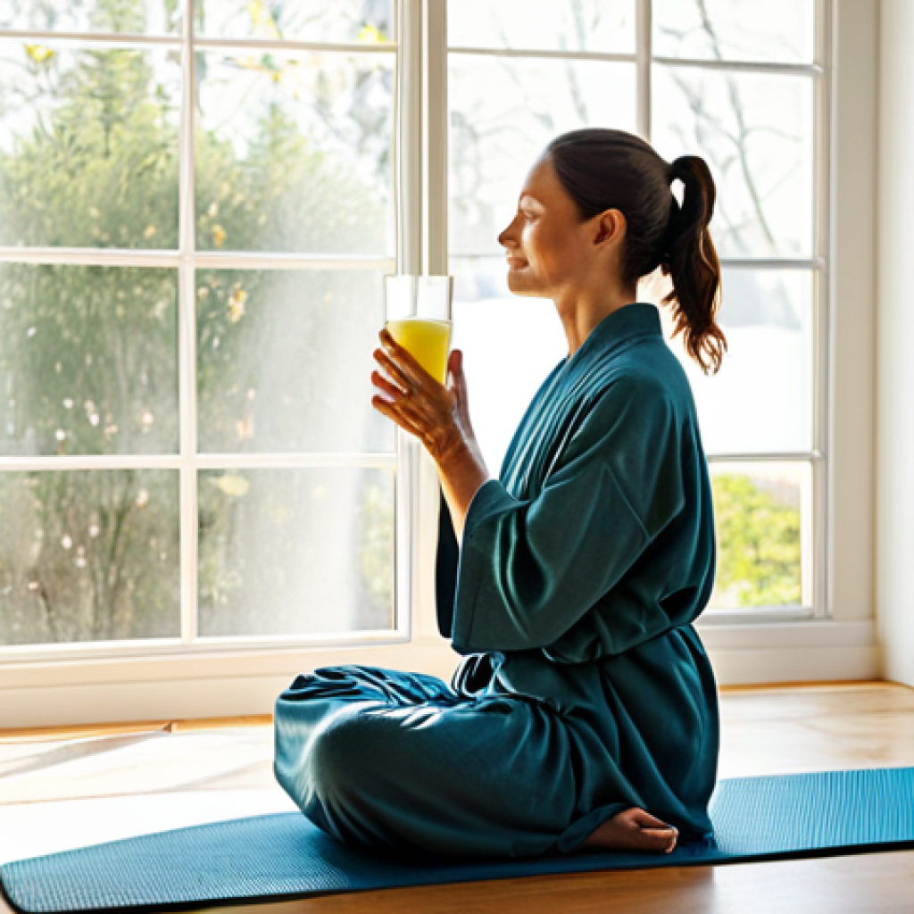 한방재활치료사가 추천하는 건강관리 습관 - Morning Wellness Ritual**

"A serene morning scene depicting a woman in a comfortable, modest robe, ...