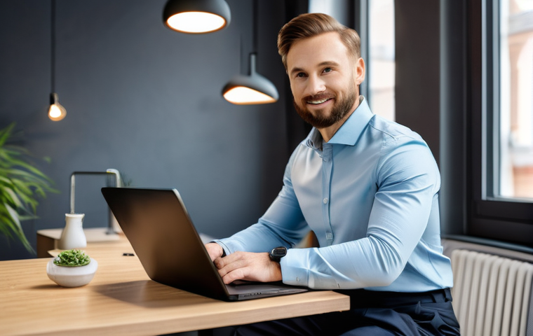 한방재활치료사 이직 준비 가이드 - Prompt 1:** A vibrant, high-angle full shot of a dedicated female Russian rehabilitation specialist,...