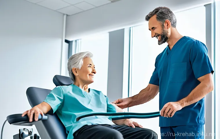 한방재활치료사의 필수 학술지 - **Prompt 1: Modern Physical Rehabilitation with Technology**
    "A professional female physical the...