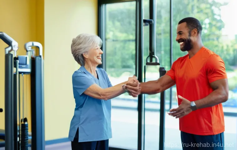 한방재활치료사로서 환자와의 소통 방법 - **Prompt:** A compassionate female rehabilitation specialist, in her late 30s, with warm eyes and a ...